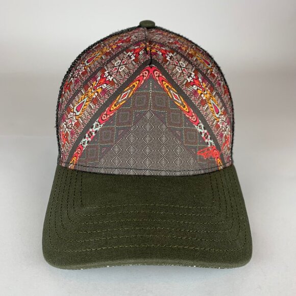 Prana Unisex Green Brown Snapback Trucker Hat - Picture 2 of 4